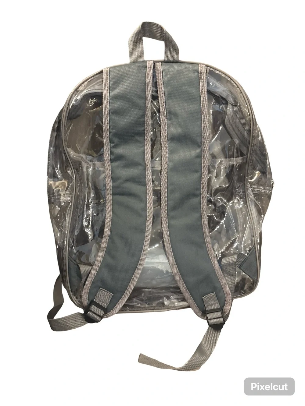 Clear Gray Travel School Camping Backpack Pouch Bag with Water Bottle